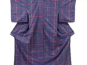 未使用品　格子織り出し本場大島紬着物